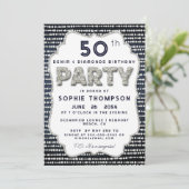 Denim Diamonds Bling Glitter Lijst Birthday Party Kaart (Staand voorkant)