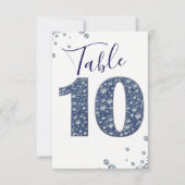 Denim & Diamonds Bling Glitter Tafelkaart 10 TIEN Kaart (Voorkant)