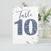 Denim & Diamonds Bling Glitter Tafelkaart 10 TIEN Kaart (Staand voorkant)