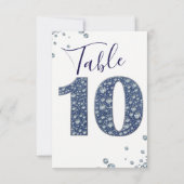Denim & Diamonds Bling Glitter Tafelkaart 10 TIEN Kaart (Achterkant)