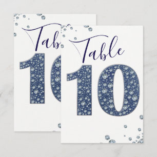 Denim & Diamonds Bling Glitter Tafelkaart 10 TIEN Kaart