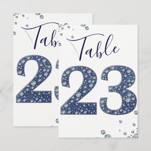 Denim & Diamonds Bling Glitter Tafelkaart 23 Kaart (Voorkant / Achterkant)