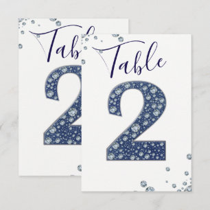 Denim & Diamonds Bling Glitter Tafelkaart 2 TWEE Kaart