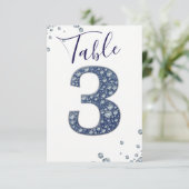 Denim Diamonds Bling Glitter Tafelkaart 3 DRIE Kaart (Staand voorkant)