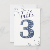 Denim Diamonds Bling Glitter Tafelkaart 3 DRIE Kaart (Achterkant)