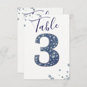 Denim Diamonds Bling Glitter Tafelkaart 3 DRIE Kaart (Voorkant / Achterkant)