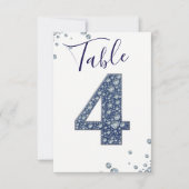 Denim & Diamonds Bling Glitter Tafelkaart 4 Vier Kaart (Voorkant)