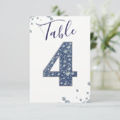 Denim & Diamonds Bling Glitter Tafelkaart 4 Vier Kaart (Staand voorkant)