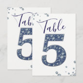 Denim & Diamonds Bling Glitter Tafelkaart 5 Vijf Kaart (Voorkant / Achterkant)