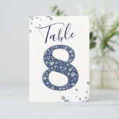 Denim Diamonds Bling Glitter Tafelkaart 8 ACHT Kaart (Staand voorkant)