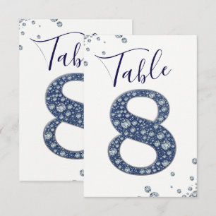 Denim Diamonds Bling Glitter Tafelkaart 8 ACHT Kaart