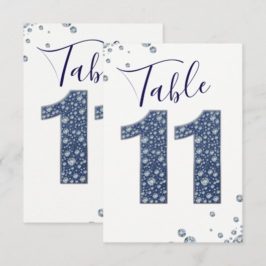 Denim & Diamonds Bling Glitter Tafelnummer 11 (Voorkant / Achterkant)