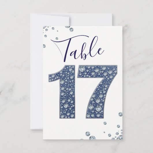 Denim & Diamonds Bling Glitter Tafelnummer 17 (Achterkant)