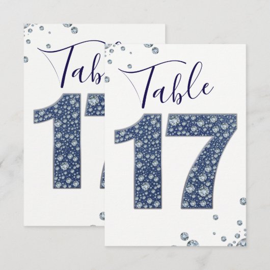 Denim & Diamonds Bling Glitter Tafelnummer 17 (Voorkant / Achterkant)
