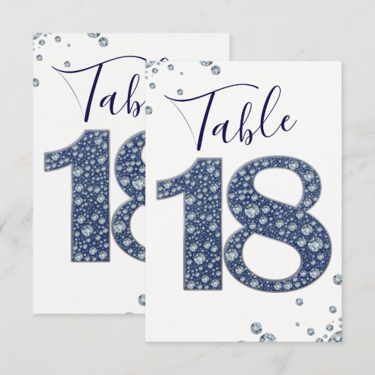 Denim & Diamonds Bling Glitter Tafelnummer 18 (Voorkant / Achterkant)