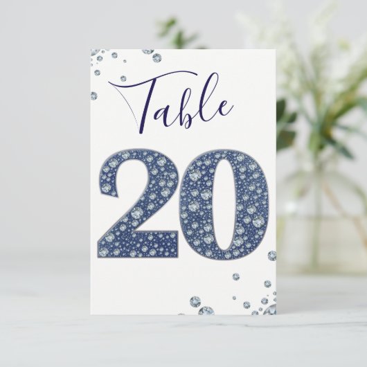 Denim & Diamonds Bling Glitter Tafelnummer 20 (Staand voorkant)