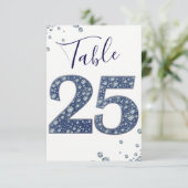 Denim & Diamonds Bling Glitter Tafelnummer 25 (Staand voorkant)