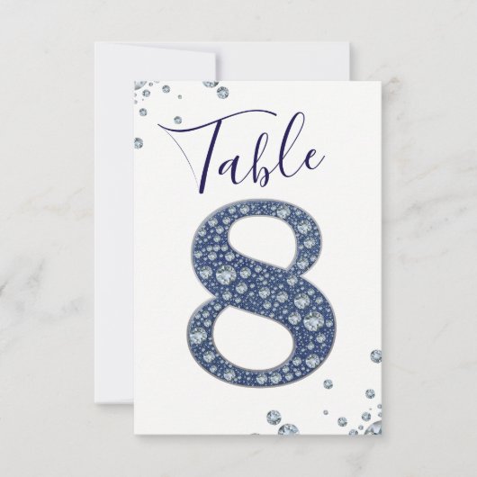 Denim Diamonds Bling Glitter Tafelnummer 8 ACHT (Voorkant)