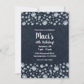 Denim & Diamonds Bling Glitter Verjaardagsfeest Gl Kaart (Achterkant)