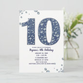 Denim & Diamonds Bling Glitters 10e 10 Verjaardag Kaart (Staand voorkant)