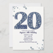 Denim & Diamonds Bling Glitters 20TH 20e Verjaarda Kaart (Voorkant)