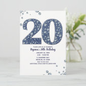 Denim & Diamonds Bling Glitters 20TH 20e Verjaarda Kaart (Staand voorkant)