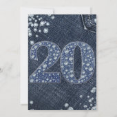Denim & Diamonds Bling Glitters 20TH 20e Verjaarda Kaart (Achterkant)