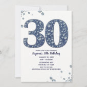 Denim & Diamonds Bling Glitters 30TH 30e Verjaarda Kaart (Voorkant)