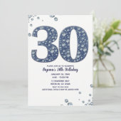 Denim & Diamonds Bling Glitters 30TH 30e Verjaarda Kaart (Staand voorkant)