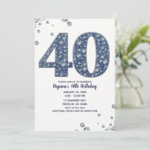 Denim & Diamonds Bling Glitters 40TH 40 Verjaardag Kaart (Staand voorkant)