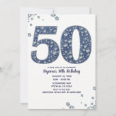 Denim & Diamonds Bling Glitters 50TH 50 Verjaardag Kaart (Voorkant)