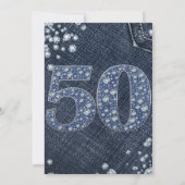 Denim & Diamonds Bling Glitters 50TH 50 Verjaardag Kaart (Achterkant)