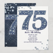 Denim & Diamonds Bling Glitters 75e 75e verjaardag Kaart (Voorkant / Achterkant)