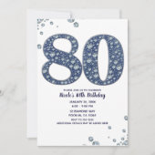 Denim & Diamonds Bling Glitters 80TH 80 Verjaardag Kaart (Voorkant)