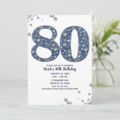 Denim & Diamonds Bling Glitters 80TH 80 Verjaardag Kaart (Staand voorkant)