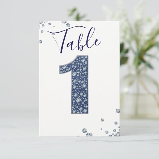 Denim & Diamonds Bling Glitters Tabelnummer 1 EEN Kaart (Staand voorkant)