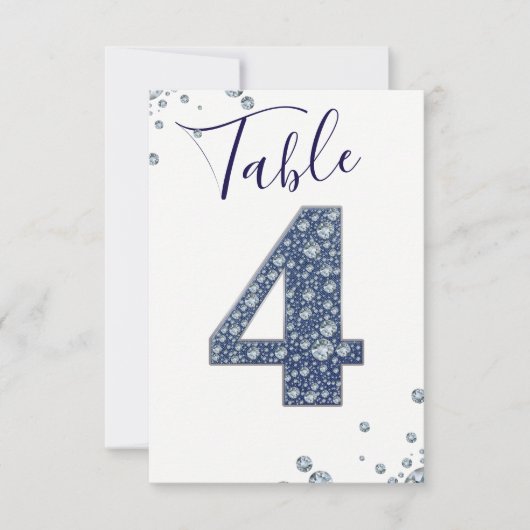 Denim & Diamonds Bling Glitters Tabelnummer 4 Vier Kaart (Voorkant)