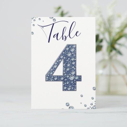 Denim & Diamonds Bling Glitters Tabelnummer 4 Vier Kaart (Staand voorkant)