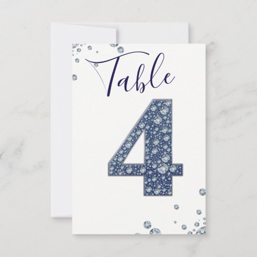 Denim & Diamonds Bling Glitters Tabelnummer 4 Vier Kaart (Achterkant)