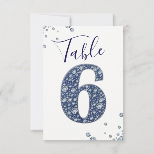 Denim & Diamonds Bling Glitters Tabelnummer 6 ZES Kaart (Achterkant)