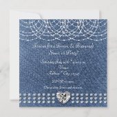 Denim & Diamonds Bling Hart Sweet 16 Feestje Kaart (Achterkant)