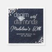 Denim Diamonds Bling Klasse Elegante Feestelijke M Servet (Voorkant)