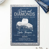 Denim Diamonds Bling Lijst 30ste verjaardagsfeest Kaart