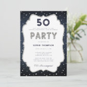 Denim Diamonds Bling Lijst 50e verjaardag Kaart (Staand voorkant)