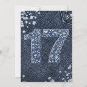 Denim & Diamonds Bling Schitter 17DE 17 Verjaardag Kaart (Achterkant)