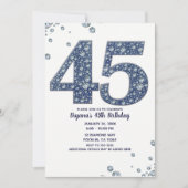 Denim & Diamonds Bling Schitter 45e 45 Verjaardag Kaart (Voorkant)