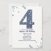 Denim & Diamonds Bling Schitter 4e 4 Verjaardag Kaart (Voorkant)