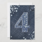 Denim & Diamonds Bling Schitter 4e 4 Verjaardag Kaart (Achterkant)