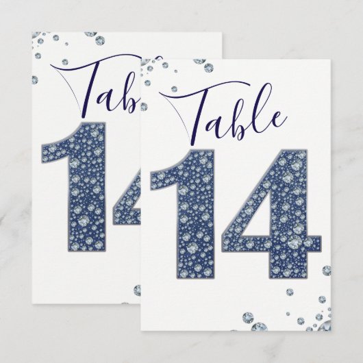 Denim & Diamonds Bling Schitterende Tafel Nummer 1 Kaart (Voorkant / Achterkant)