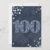 Denim & Diamonds Bling Sparkle 100TH 100 Verjaarda Kaart (Achterkant)